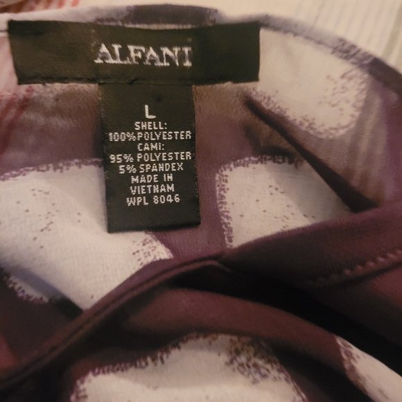 Alfani Sheer Plum Blouse with White  Square Pattern L - Picture 4 of 5